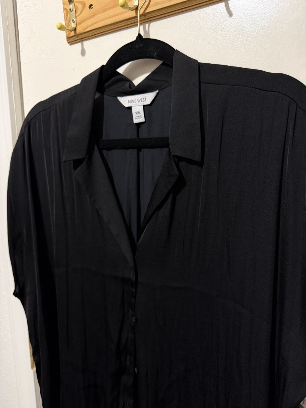 NWT Nine West Black Short Sleeve Camp Collar Blouse - XXL - Picture 6 of 8
